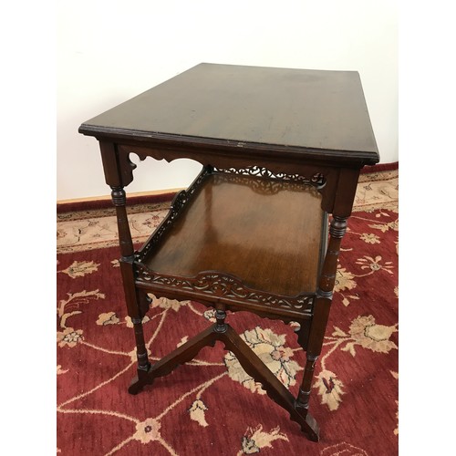 295 - MAHOGANY TABLE WITH UNDER TIER 61cm wide and  70cm tall