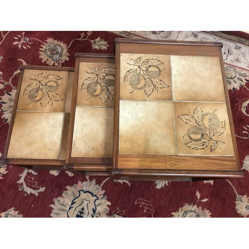 153 - NEST OF 3 LATE CENTURY TILE TOP TABLES 54cm wide and 43cm tall