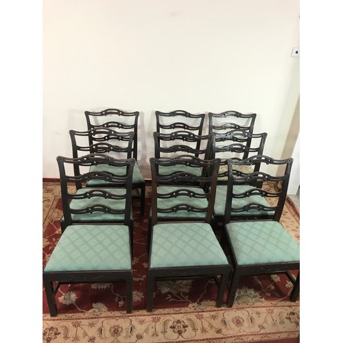 323 - SET OF 9 MAHOGANY DINING CHAIRS WITH DROP IN SEATS (BELIEVED EX BLENHEIM PALACE)