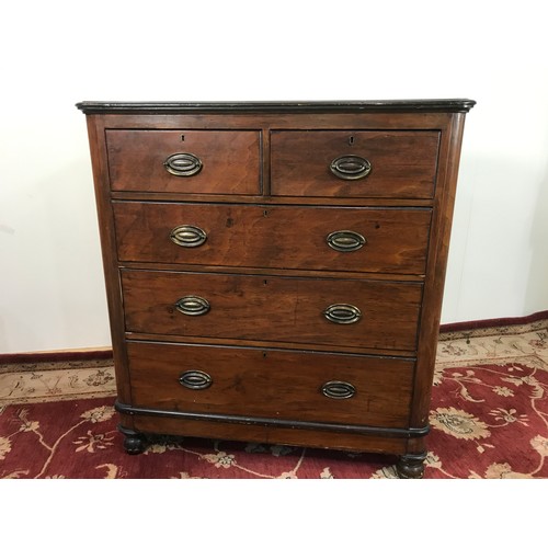 342 - VICTORIAN MAHOGANY CHEST OF 3 PLUS 2 DRAWERS 100cm wide and 110cm tall