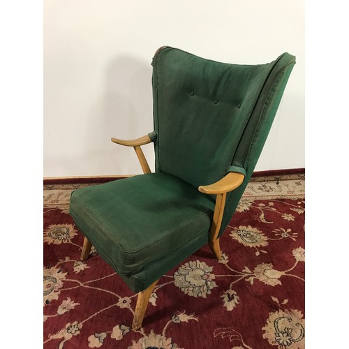 337 - STYLISH WING ARM CHAIR MARKED HK (HOWARD KEITH?)