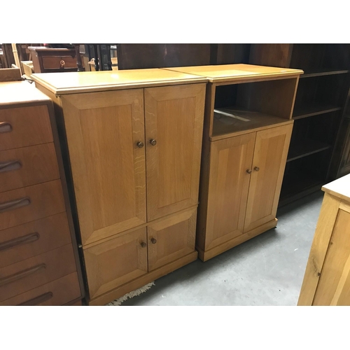 47 - LIGHT OAK TV/HIFI CABINET AND 1 OTHER 108cm tall