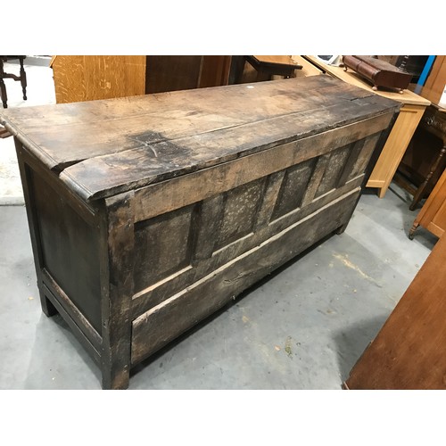 126 - LARGE CARVED OAK CHEST, approx. 180 cm long and 85cm tall