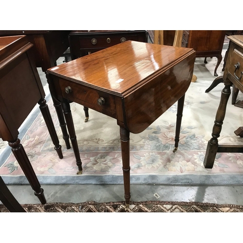 99 - MAHOGANY PEMBROKE TABLE WITH TURNED LEGS 80cm wide and 69cm tall