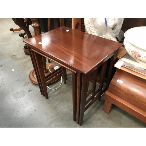 90 - NEST OF 3 TEAK TABLES 53cm wide 53cm tall