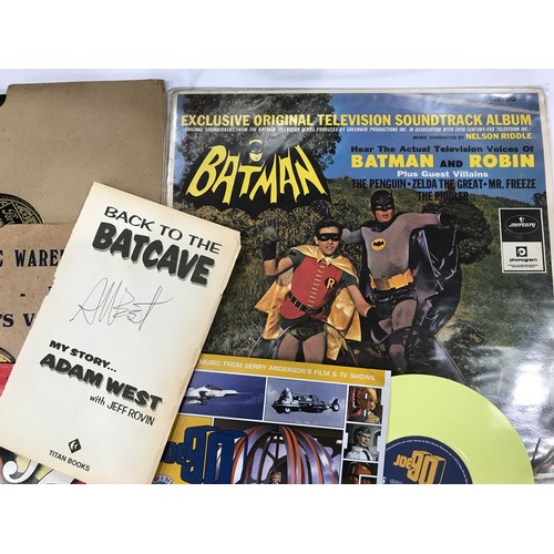 36 - RECORDS, NOVELTY LP TV SOUNDTRACK ALBUM BATMAN WITH BACK TO THE BAT CAVE LEAFLET WITH A SIGNATURE AD... 