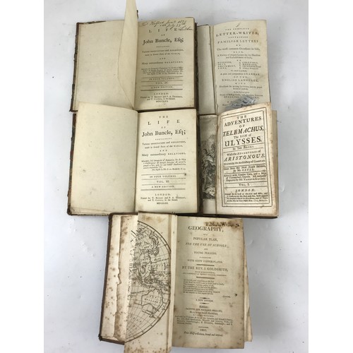 295 - MISC. ANTIQUARIAN BOOKS, MOSTLY LEATHER BINDINGS, INC. JOHN BUNCLE 2 VOLS. OF 4, LONDON 1770, REV. G... 