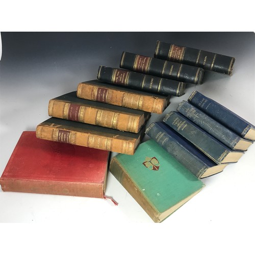 251 - BOOKS, 3 VOLS OF DICKENS CHAPMAN & HALL ILLUSTRATED BY BARNARD, T/W 3 LEATHER BOUND EDITIONS & ARTHU... 