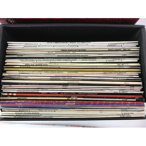 75 - TWO CASES OF LP RECORDS, APPROX 75 RECORDS, POP, CLASSICAL & EASY LISTENING