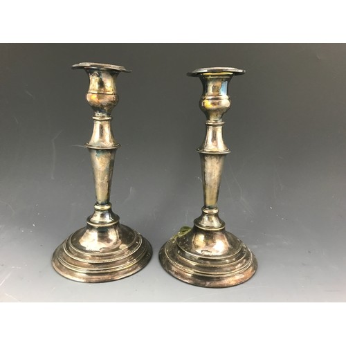 575 - PR. LOADED SILVER CANDLESTICKS, APPROX. 25.5 cm, E.H.PARKIN & CO. LTD. SHEFFIELD