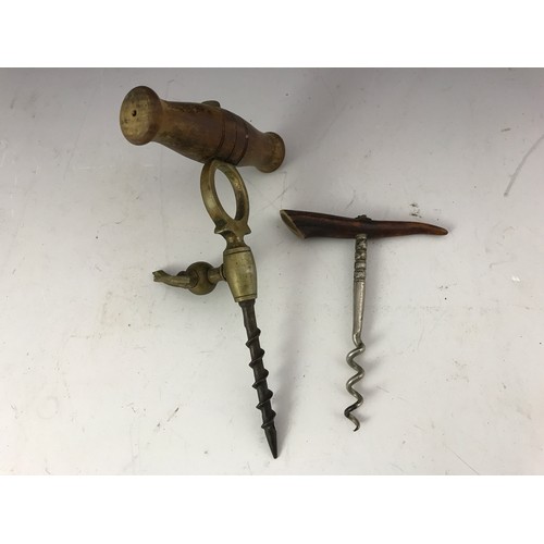 496 - WOODEN HANDLED CHAMPAGNE TAP AND 1 OTHER