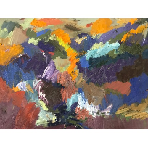 13 - PRITCHARD (POSSIBLY CERI PRITCHARD), ABSTRACT OIL ON CANVAS, approx. 76.5 X 64 cm