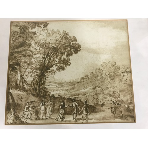 16 - 2 SKETCHES IN THE 18TH CENTURY STYLE, NO APPARENT SIGNATURES, approx. 46 X 35 cm & 23 X 19.5 cm