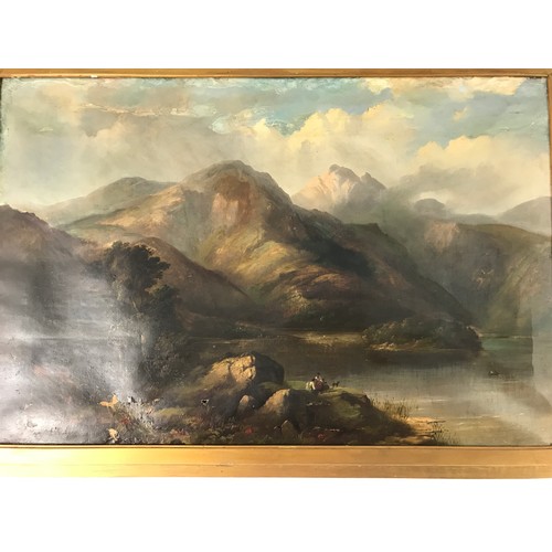 36 - OIL ON CANVAS DEPICTING MOUNTAINOUS RURAL SCENE POSSIBLY HIGHLANDS AF, APPROX. 75 X 50 cm