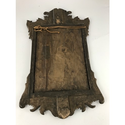 83 - POSSIBLY 18TH CENTURY WALNUT RECTANGULAR FRET FRAME MIRROR, APPROX. 38 X 63 cm