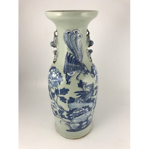 311 - LARGE ORIENTAL BLUE AND WHITE BALUSTER VASE, APPROX. 59 cm