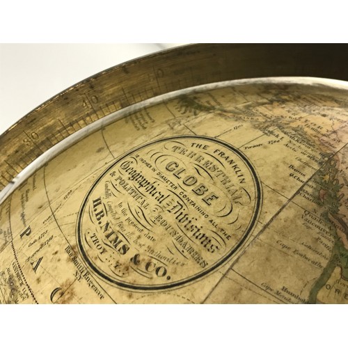 536 - AMERICAN 12 INCH TABLE GLOBE, LATE 19TH CENTURY, ‘THE FRANKLIN TERRESTRIAL GLOBE, NIMS AND CO, TROY,... 