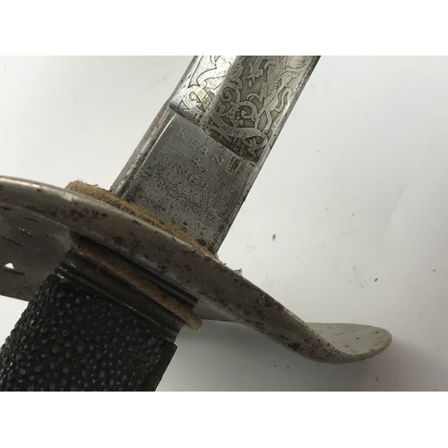 261 - KEANE AND TURNBULL OFFICER'S SWORD HAVING PIERCED HALF BASKET HILT WITH GR CIPHER, ETCHED BLADE WIRE... 