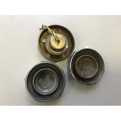 25 - BEDFORD OWL RADIATOR CAP WITH RESTRAINT CHAIN T/W PAIR OF BEDFORD O RADIATOR CAPS