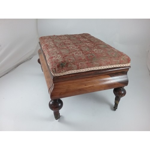 187 - GOOD QUALITY UPHOLSTERED STOOL WITH FRIEZE DRAWER 63cm long and 33cm tall