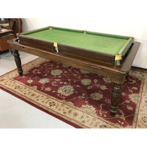 48 - EARLY 20th CENTURY MAHOGANY REVOLVING SWIVEL TOP SNOOKER/ DINING TABLE WITH SLATE BED, APPROX. 205 x... 