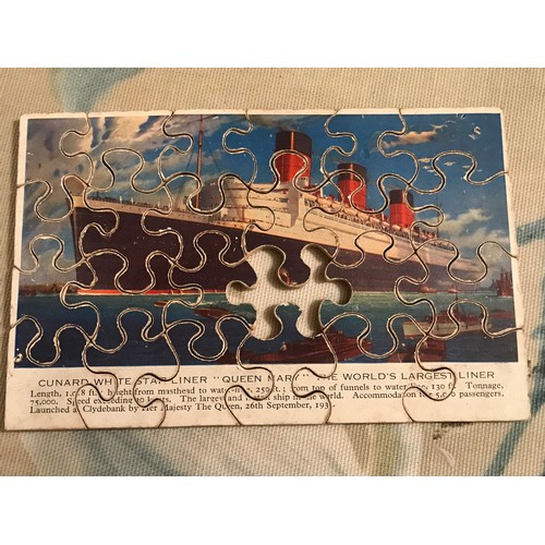 83 - CHAD VALLEY WOODEN JIGSAW IN ITS ORIGINAL BOX, RMS MAJESTIC & RMS OLYMPIC AND 1 OTHER