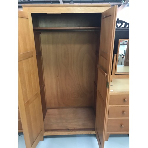 286 - MINISTRY 'BLONDE' OAK WARDROBE  91cm wide  and 184cm tall AND DRESSING TABLE