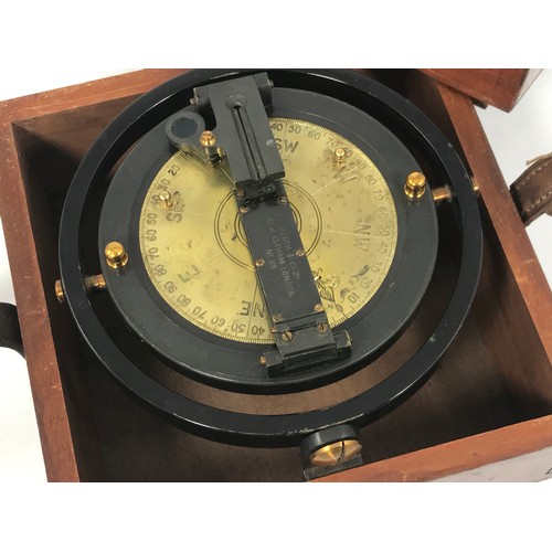 215 - LACQUERED BRASS BEARING PLATE BY HEATH AND CO LONDON WITH GIMBAL MOUNT IN A FITTED CASE NUMBER 119