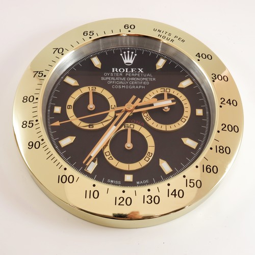 873 - ROLEX GOLD DAYTONA CONTEMPORARY SHOP DISPLAY WALL CLOCK