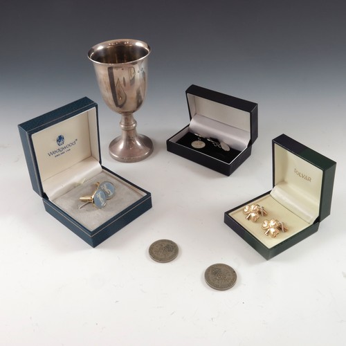 582 - SILVER GOBLET, approx. 134g AND MISC. OTHER ITEMS INC. CUFFLINKS