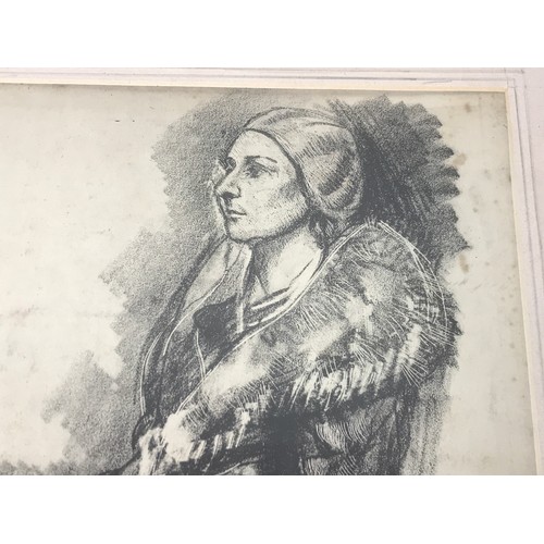 17 - GEORGES GROSZ? (1893-1959) ETCHING DEPICTING A SEATED WOMAN, APPROX. 30 X 22 cm, SIGNED IN PENCIL TO... 