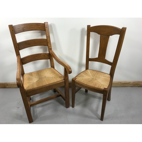 125 - SET OF 8 MODERN OAK DINING CHAIRS WITH CANED SEATS