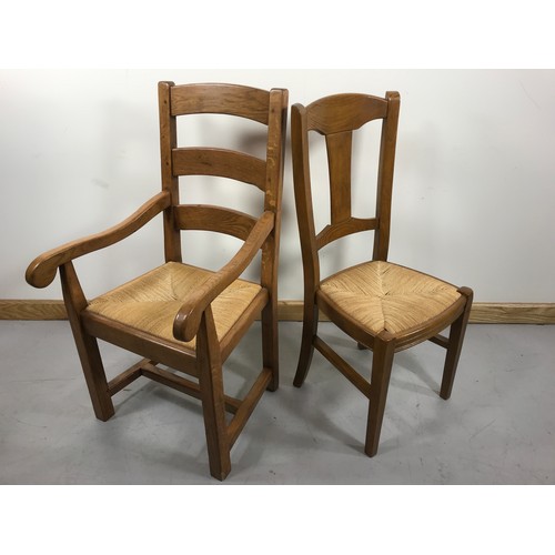 125 - SET OF 8 MODERN OAK DINING CHAIRS WITH CANED SEATS