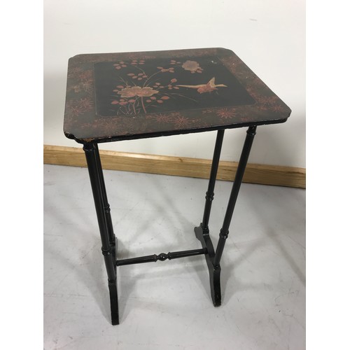 78 - INLAID MAHOGANY OCCASIONAL TABLE, 1 OTHER OCCASIONAL TABLE WITH LACQUERED TOP