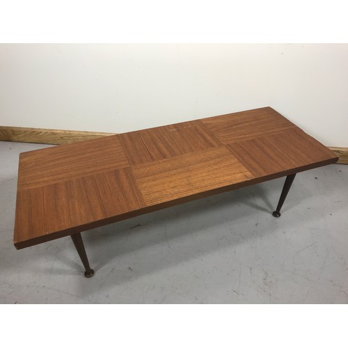 77 - LATE CENTURY RECTANGULAR COFFEE TABLE – WE ARE ADVISED THIS IS AN ERCOL APPRENTICE PIECE 117cm long