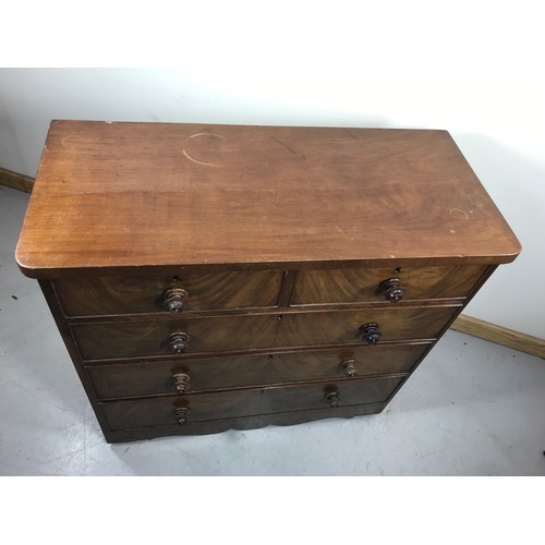 47 - VICTORIAN FLAME MAHOGANY CHEST OF 2 OVER 3 DRAWERS 107cm wide