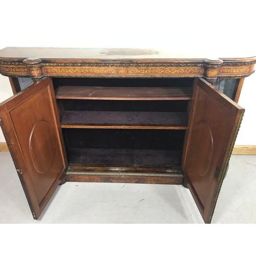 21 - MAGNIFICENT VICTORIAN WALNUT CREDENZA WITH HAND PAINTED PORCELAIN PANELS HAVING GILT METAL MOUNTS