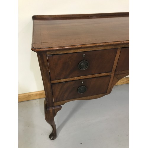 147 - INLAID MAHOGANY SIDEBOARD WITH RING HANDLES, APPROX. 152 cm