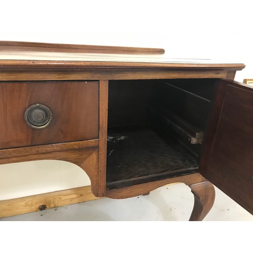 147 - INLAID MAHOGANY SIDEBOARD WITH RING HANDLES, APPROX. 152 cm