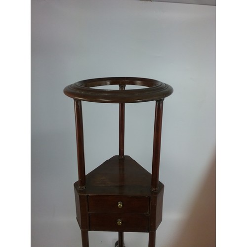 68 - GEORGIAN MAHOGANY SHAVING STAND ON TRIPOD BASE