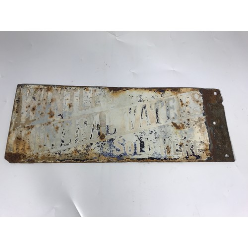 6 - ENAMEL ADVERTISING SIGN, WINTLES MINERAL WATER SOLD HERE, APPROX SIZE 14 INCH X 6 INCH PLUS THE FLAT... 