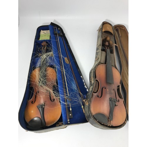 541 - 2 OLD VIOLINS EACH IN A FITTED CASE WITH BOWS