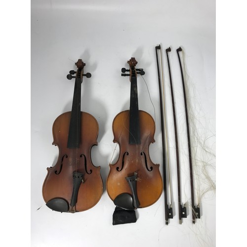 541 - 2 OLD VIOLINS EACH IN A FITTED CASE WITH BOWS