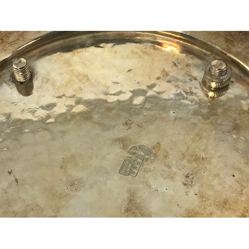 630 - AN ARTS AND CRAFTS SILVER PLATED PEDESTAL BOWL WITH HAMMERED DECORATION MARKED J B C & S Co. APPROX.... 