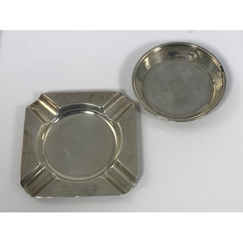 610 - SILVER DISH AND SILVER ASHTRAY APPROX. 98g