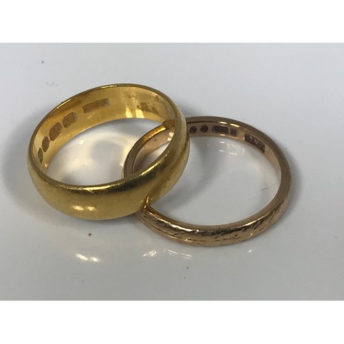 792 - 22 CARAT GOLD (5.9G) WEDDING BAND AND 9 CARAT GOLD WEDDING BAND (2.6G)