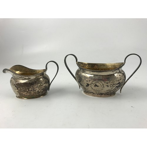 613 - SILVER CREAM JUG AND SUGAR BOWL 190g