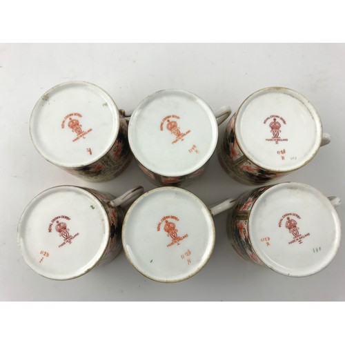 342 - SET OF 6 CROWN DERBY IMARI COFFEE CANS AND SAUCERS