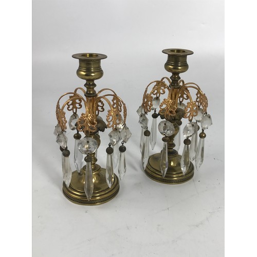 526 - PAIR OF CANDLE LUSTRES, GOOD QUALITY, POSSIBLY  FRENCH, APPROX. 18.5 cm