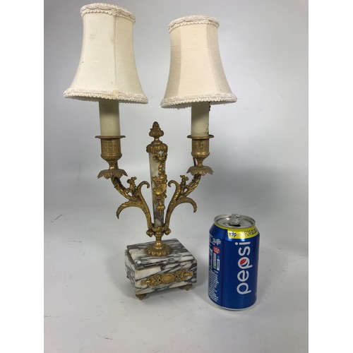 525 - PR. FRENCH, GILT MOUNTED MARBLE CONVERTED CANDLESTICKS